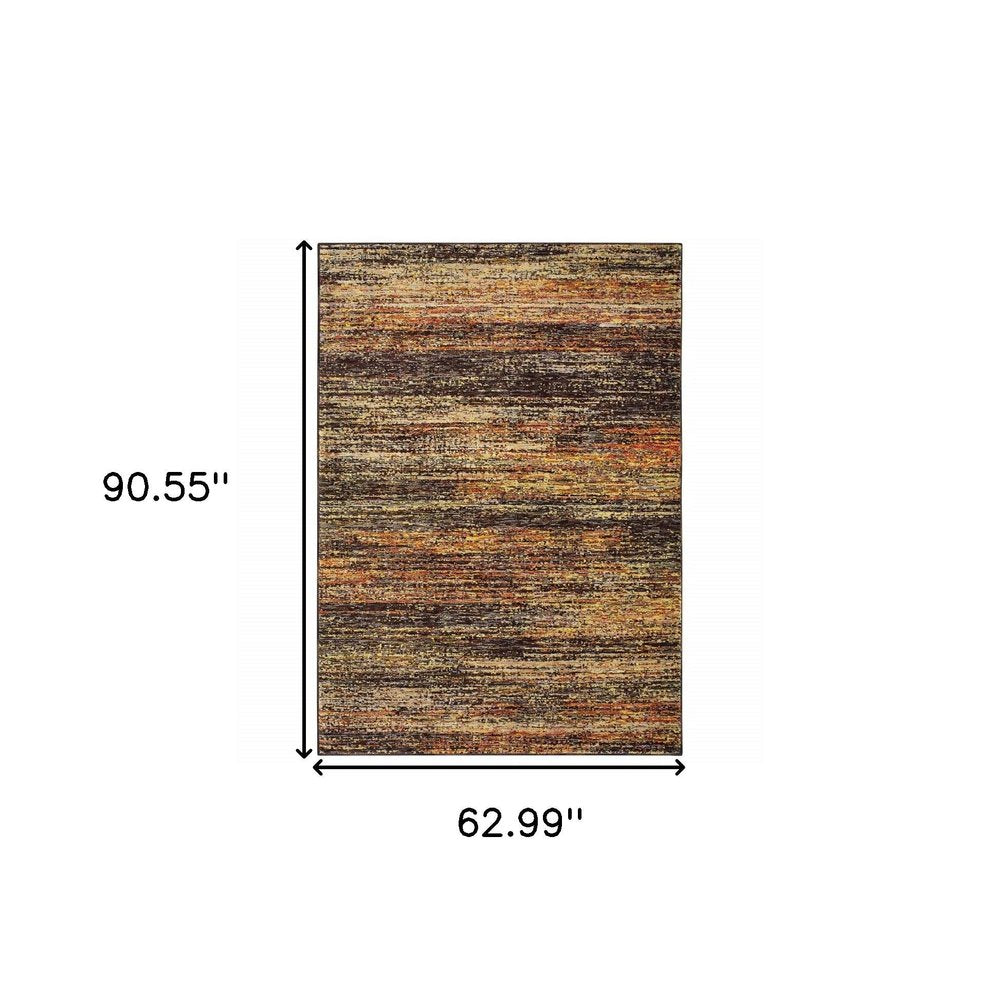 12' Gold And Slate Abstract Runner Rug