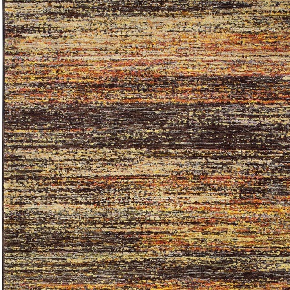 12' Gold And Slate Abstract Runner Rug