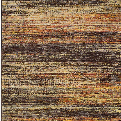 12' Gold And Slate Abstract Runner Rug