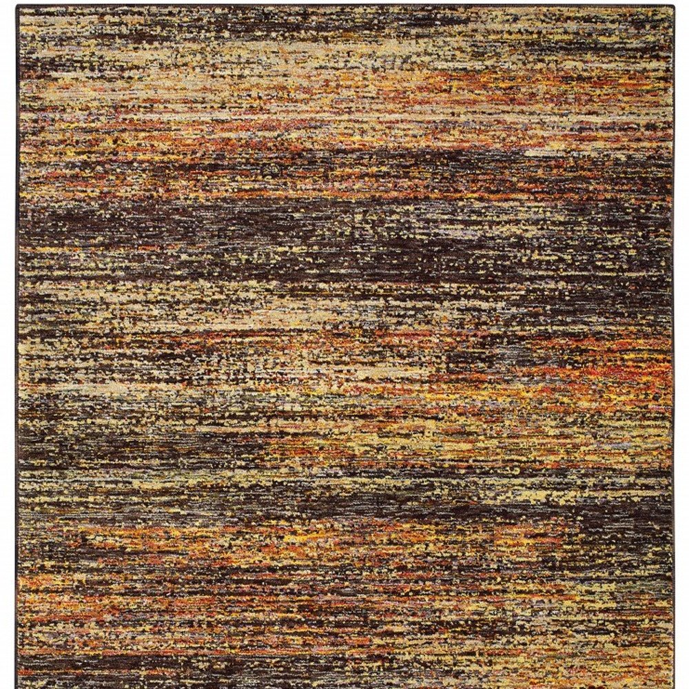 12' Gold And Slate Abstract Runner Rug