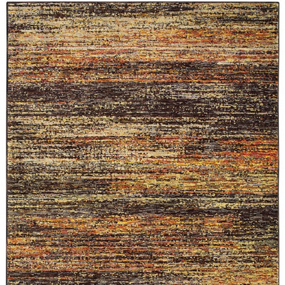 12' Gold And Slate Abstract Runner Rug
