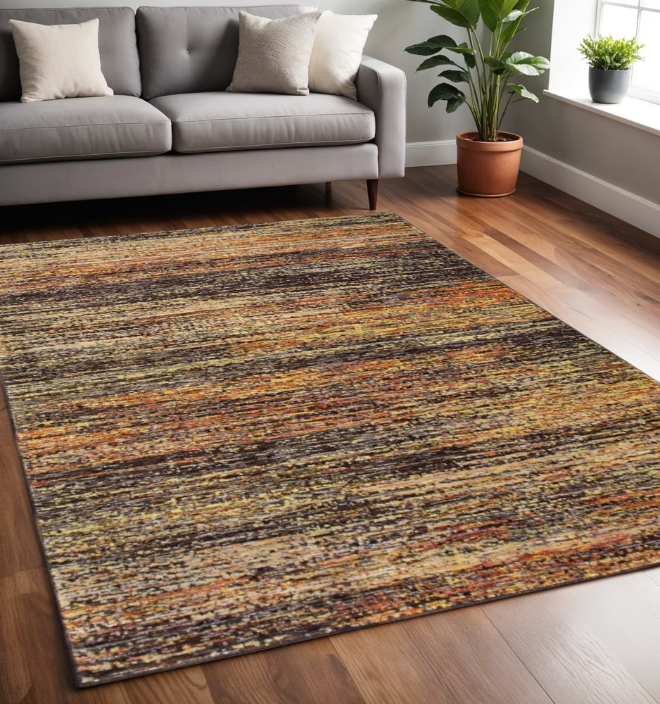 12' Gold And Slate Abstract Runner Rug