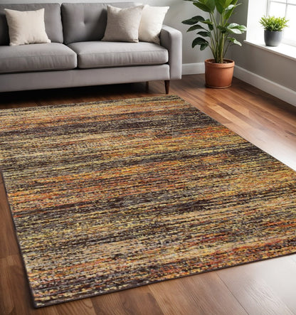 12' Gold And Slate Abstract Runner Rug