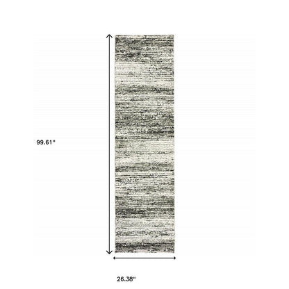 12' Ash And Slate Abstract Runner Rug