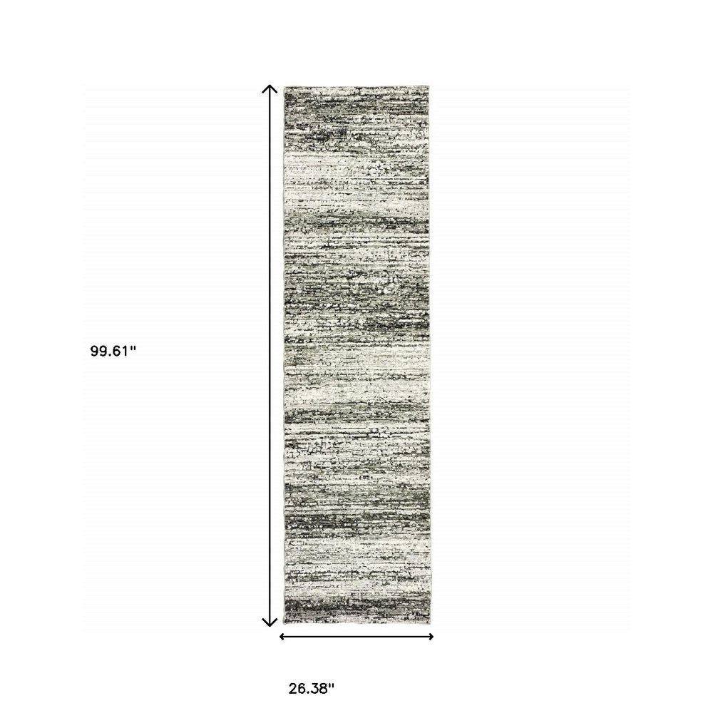 12' Ash And Slate Abstract Runner Rug