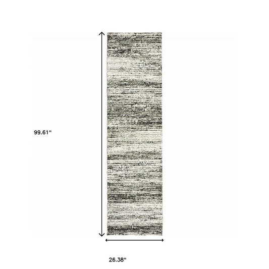 12' Ash And Slate Abstract Runner Rug