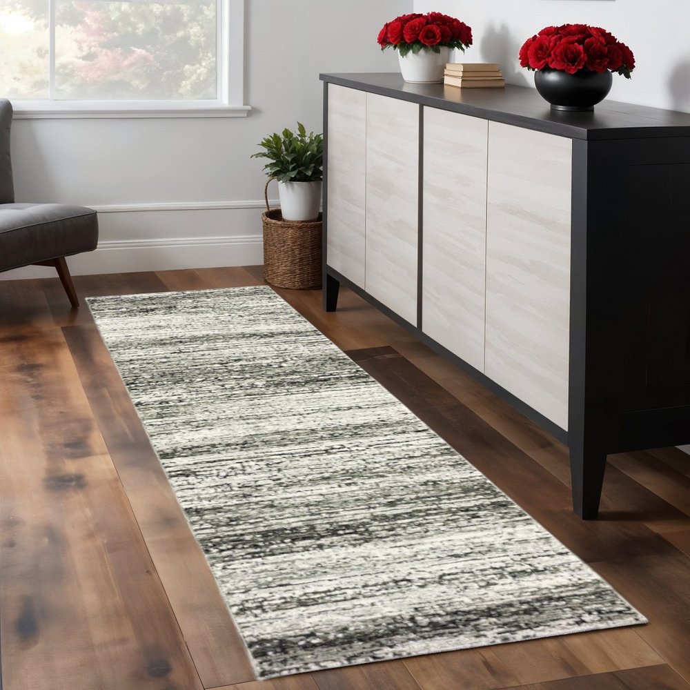 5' X 8' Ash And Slate Abstract Area Rug