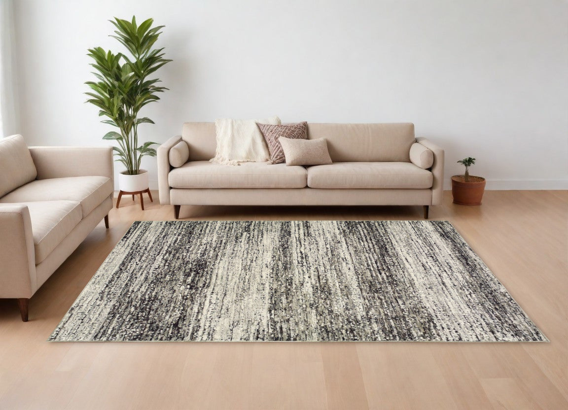 5' X 8' Ash And Slate Abstract Area Rug