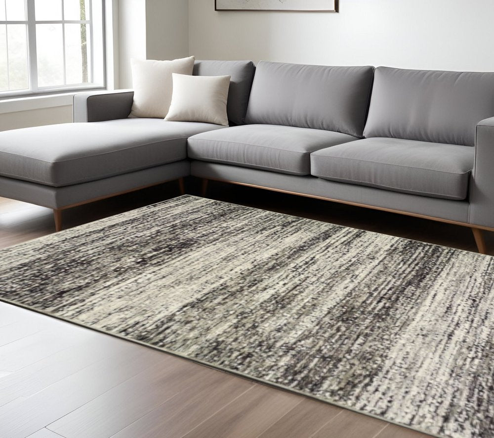 5' X 8' Ash And Slate Abstract Area Rug