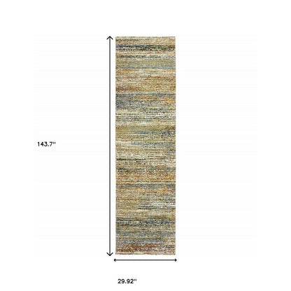 3' X 5' Blue and Ivory Power Loom Area Rug