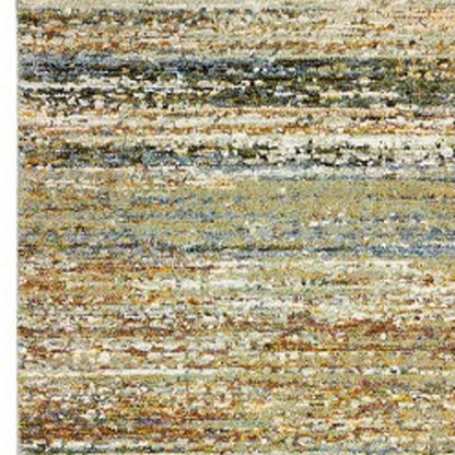 2' X 8' Gold And Green Abstract Runner Rug