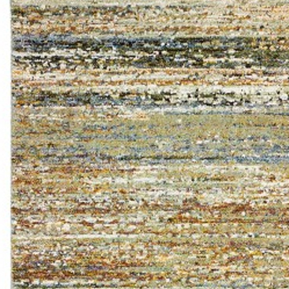 5' X 8' Gold And Green Abstract Area Rug