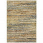 3' X 12' Gold And Green Abstract Runner Rug