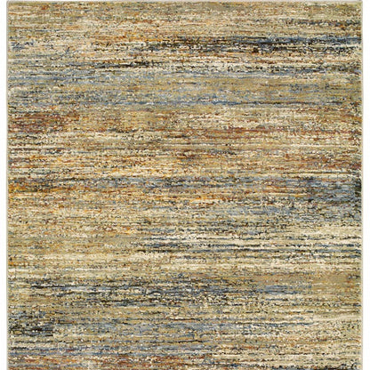 2' X 8' Gold And Green Abstract Runner Rug