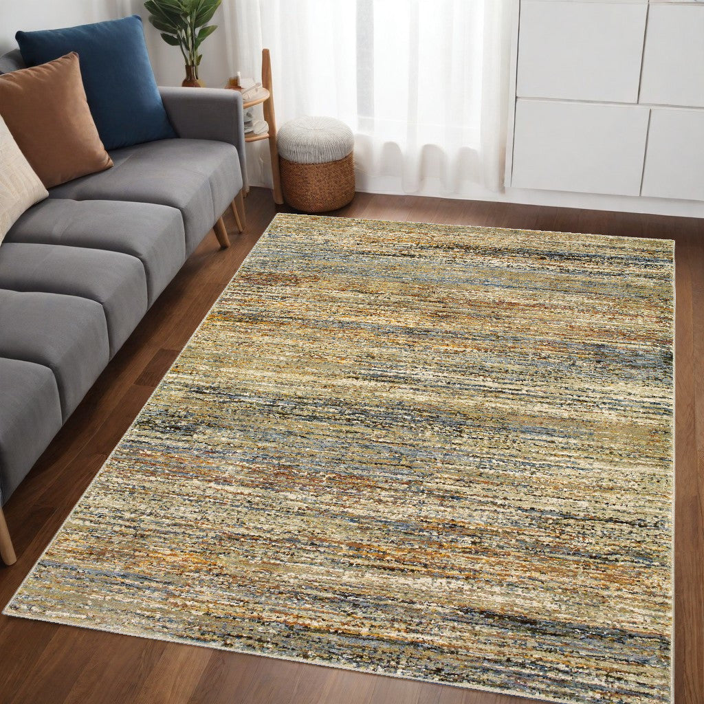 2' X 8' Gold And Green Abstract Runner Rug