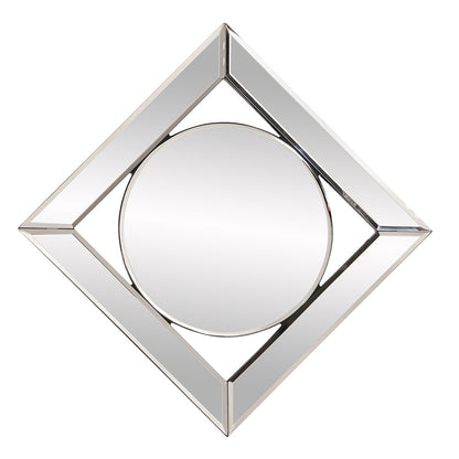 12" Round in Square Glass Framed Accent Mirror