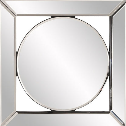 12" Round in Square Glass Framed Accent Mirror