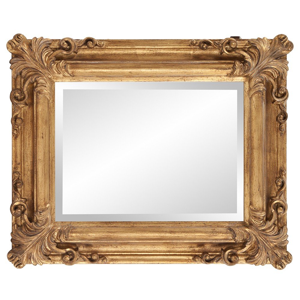 23" Antiqued Gold Ornate Scroll Framed Accent Mirror