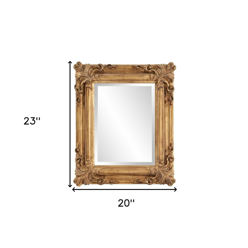 23" Antiqued Gold Ornate Scroll Framed Accent Mirror