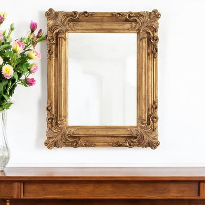 23" Antiqued Gold Ornate Scroll Framed Accent Mirror