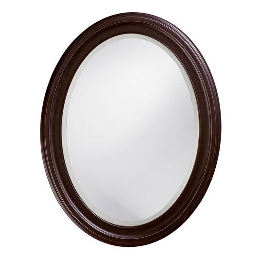 Oval Oil Rubbed Bronze Mirror With Wooden Grooves Frame