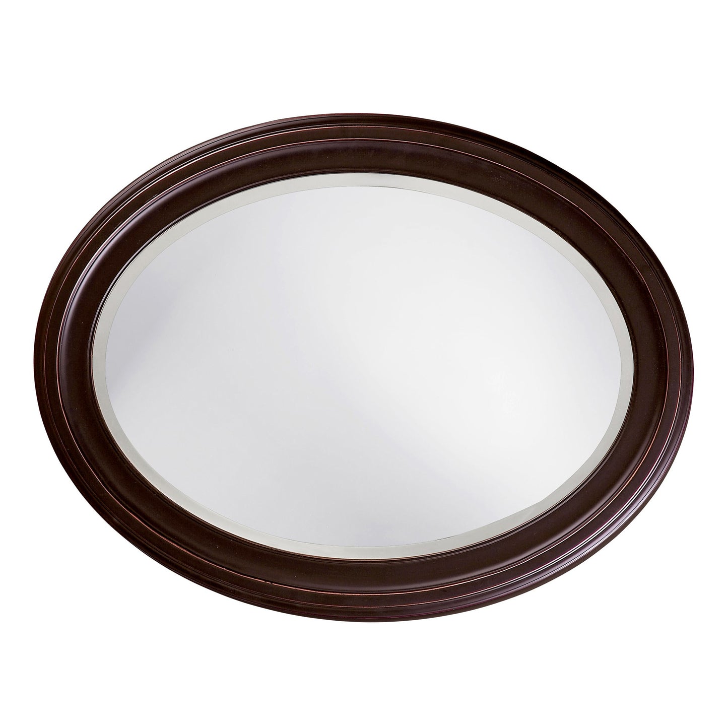 Oval Oil Rubbed Bronze Mirror With Wooden Grooves Frame