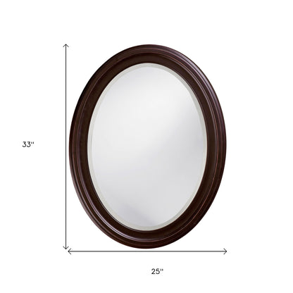 Oval Oil Rubbed Bronze Mirror With Wooden Grooves Frame