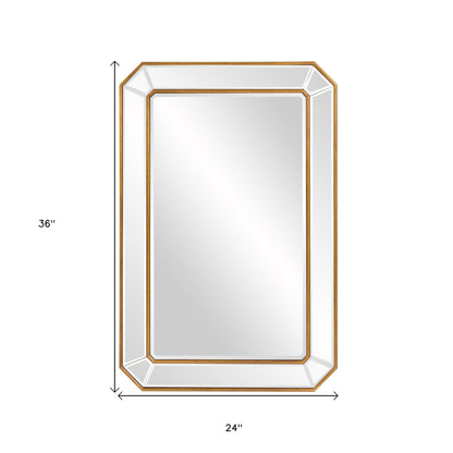 Recatngle Gold Leaf Mirror With Angled Corners Frame