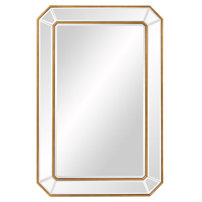 Recatngle Gold Leaf Mirror With Angled Corners Frame