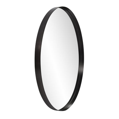 36" Black Round Framed Accent Mirror