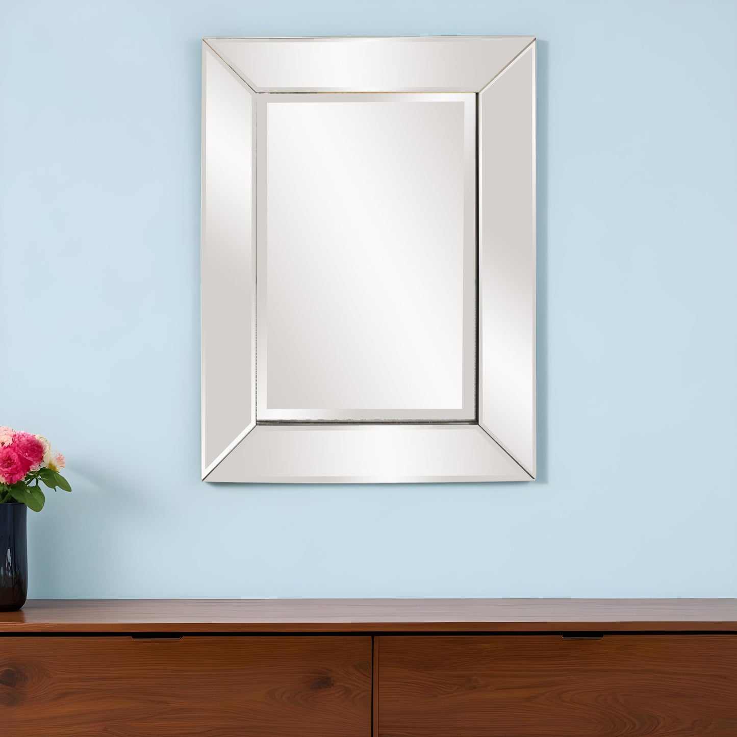 24" Clear Beveled Edge Frame Accent Mirror