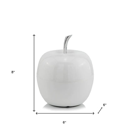 8" White Aluminum Decorative Apple Tabletop Sculpture