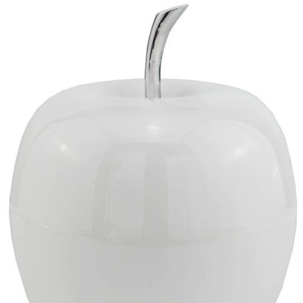 8" White Aluminum Decorative Apple Tabletop Sculpture