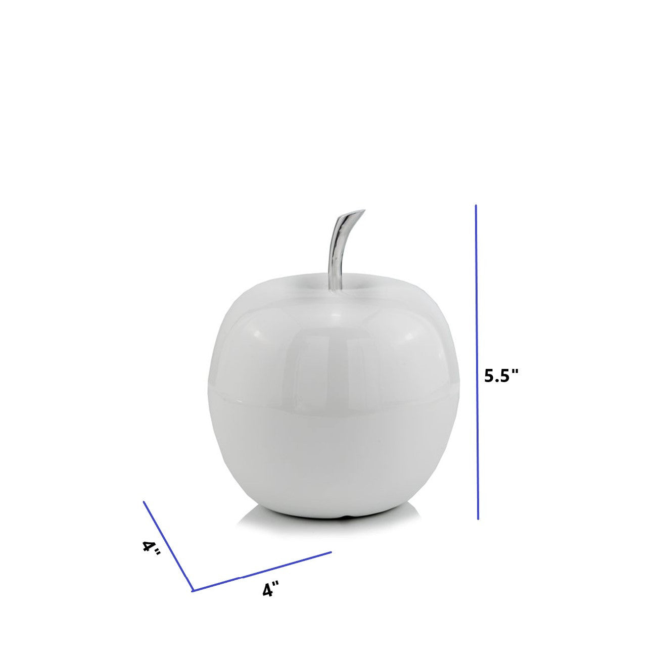 6" White Aluminum Decorative Apple Tabletop Sculpture