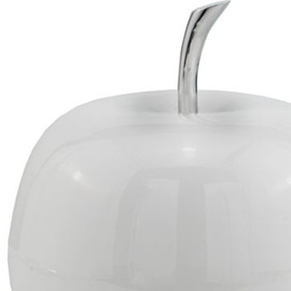 6" White Aluminum Decorative Apple Tabletop Sculpture