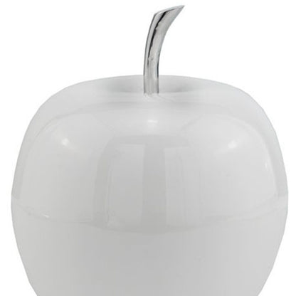 6" White Aluminum Decorative Apple Tabletop Sculpture