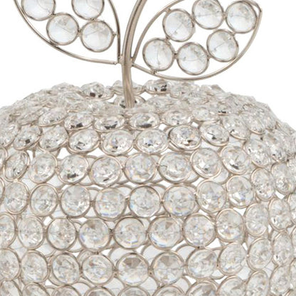 11" Silver and Clear Faux Crystal Decorative Apple Tabletop Sculpture