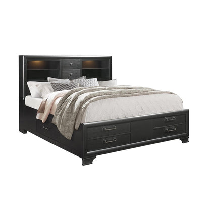 Solid Wood Full Gray Eight Drawers Bed