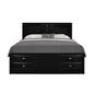 Solid Wood King Black Eight Drawers Bed