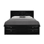 Black Carved Abstract Solid Wood King Bed Frame With Drawers