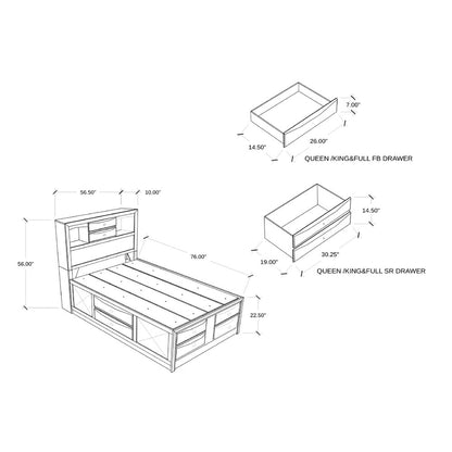 Solid Wood Full Espresso Eight Drawers Bed