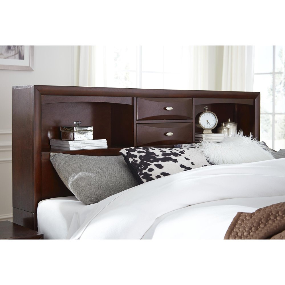 Merlot Solid Wood Queen Bed Frame With Eight Drawers