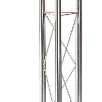 26" Clear Black and Silver Glass and Metal Rounded Bar Table