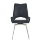 Set of Two Black and Silver Upholstered Faux Leather Dining Side Chairs
