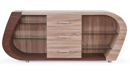 Oak And Walnut Multi Tone Buffet With 3 Drawers