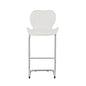 Set of Four 26 " White And Silver Metal Low Back Bar Height Bar Chairs