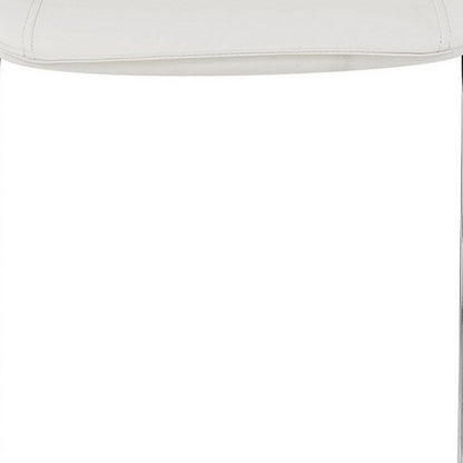 Set of Four 26 " White And Silver Metal Low Back Bar Height Bar Chairs