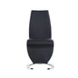 Set of Two Black and Silver Upholstered Faux Leather Dining Parsons Chairs