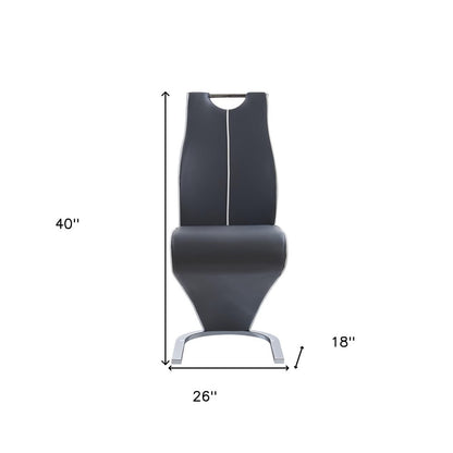 Set of Two Gray White and Silver Upholstered Dining Side Chairs