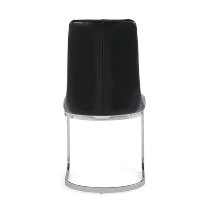 Set of Two Black and Silver Upholstered Dining Side Chairs